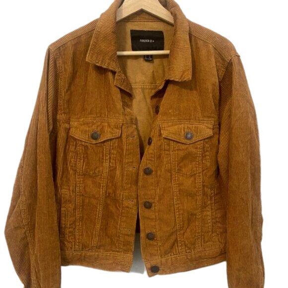 Forever 21 Jackets & Blazers - Forever 21 Cropped Light Brown/Orange Corduroy Jacket Size 0X